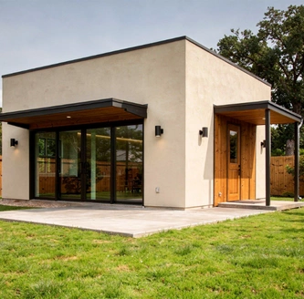 Detached backyard ADU construction in Dallas Texas